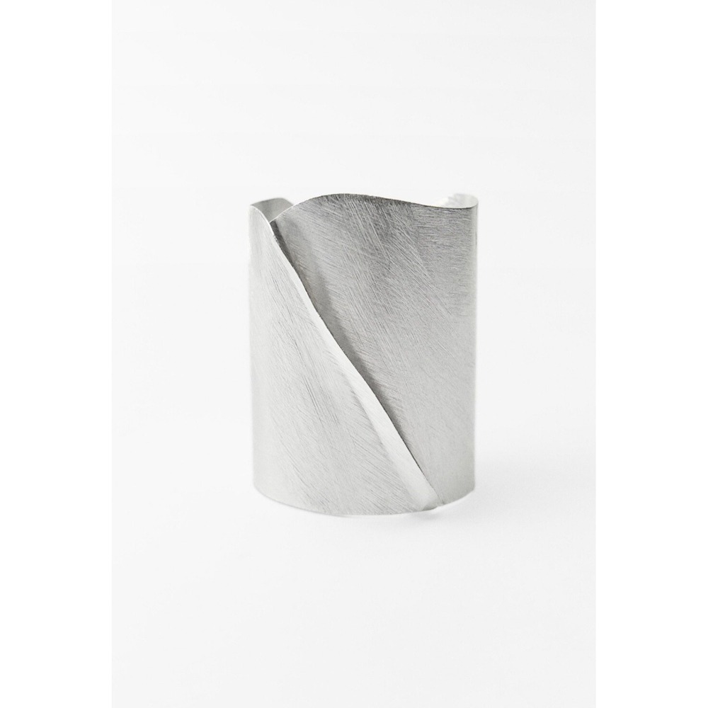 Zara Silver Metallic Metal Wide Rigid Cuff Bracelet New Without Box Bohemian Art